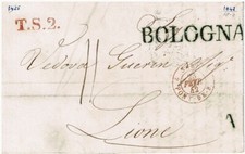 Bolli delle Romagne - Prefilatelica BOLOGNA - LIONE - FRANCIA 1842 "T.S.2."