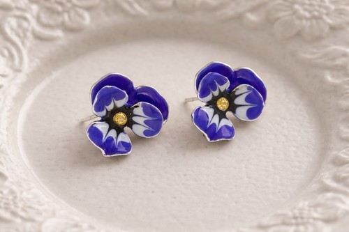 Orecchini pansy argento fiore - orecchini,