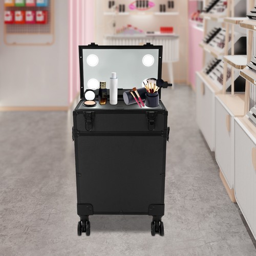Black rolling makeup case - makeup,