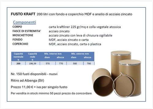 Fusti kraft 200 litri - fusti,