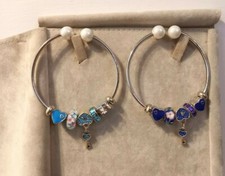 BRACCIALE SIMIL PANDORA CON 5 CHARMS CON CRISTALLI CIONDOLO CHIAVE BLU/TURCHESE