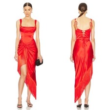 Abito midi rosso drappeggiato