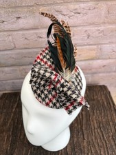 Splendido originale HARRIS TWEED fascinatore denti di cane check piume nero (34)