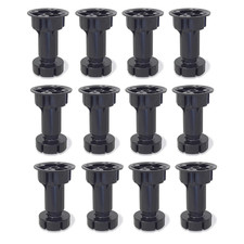 KIT da 12 Piedini Regolabili in Plastica Nera per Mobili Cucina – Kit da 12