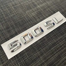 Adesivo stemma scritta Mercedes Benz 500SL cromato W107 R107 targa