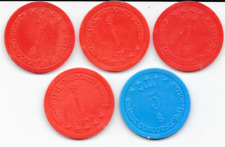 80'S - CONCORSO RELI DOLLARS - 5 GETTONI IN PLASTICA, COME IN FOTO