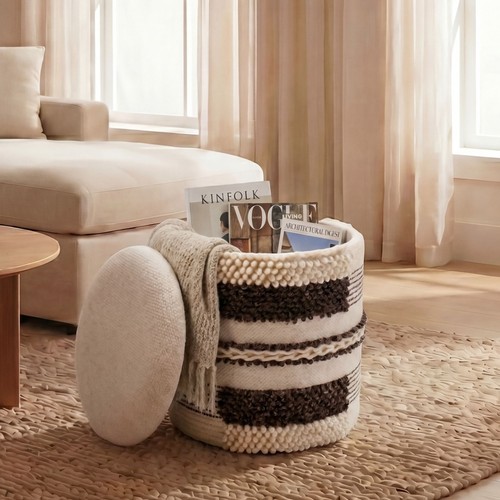Sgabello con contenitore - sgabello, lana