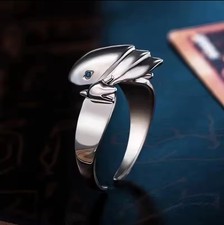 Anello Drago Bianco Occhi Blu