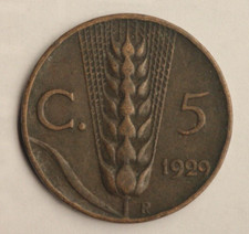 Moneta 5 Centesimi Italia 1929