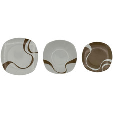 Omniacasa Kyo – Servizio Piatti 18 Pezzi Porcellana Bicolore Tortora/Bianco