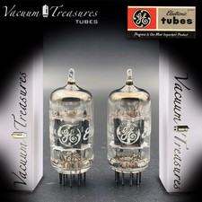 12AX7 ECC83 GE Matched Pair Short Gray Plates Halo Getter 💎AMPLITREX Tested USA