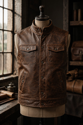 Gilet western uomo marrone