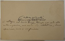 CANTÙ CESARE 1804-1895 STORICO, LETTERATO, POLITICO BIGLIETTO AUTOGRAFO