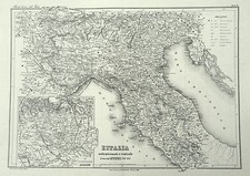 1868 CARTA GEOGRAFICA VALLARDI CARTA D'ITALIA SETTENTRIONALE CENTRALE 1138 1254