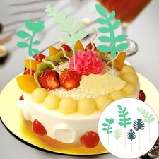24pcs Tropical Leaf Cake Plugins Leaf Cake Inserts Green Leaf Cake Decori