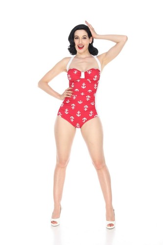 Bettie page red - red, anchor