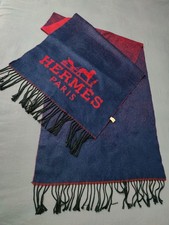 Hermes Paris Sciarpa Scialle Stola Logo Lana Cashmere Unisex Silenziatore Made In France
