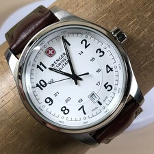 Orologio Wenger Swiss Military Uomo 79311S Pelle Tono Argento Quarzo 41mm 7 3/4"