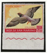 1959 San Marino - 120 l. Posta Aerea Uccelli non dentellato bordo foglio MNH**