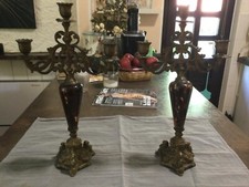 ANTICA COPPIA CANDELABRI ONICE