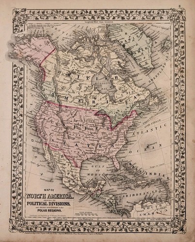1873 nord america mappa stati - nord,