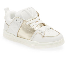 Valentino Garavani scarpe sneakers skate aperte da donna in pelle bianca taglia 38/US 8