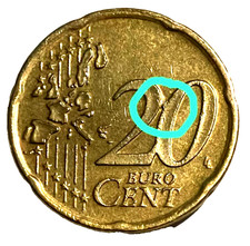 Moneta rara usata 20 centesimi Euro OLANDA 2001 con errore di conio Rif. 044/25