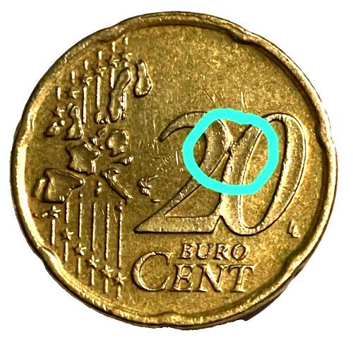 Moneta rara usata - 20, centesimi