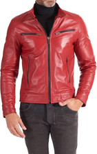 Giacca biker uomo rossa vera