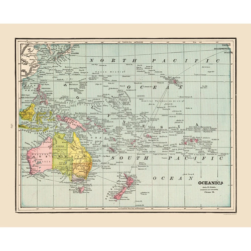 Mappa storica oceania cram - storica,