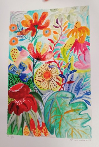 Quadro guache flower power - quadro,