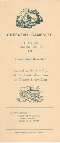 C1980 crescent campsite - c1980, canaan