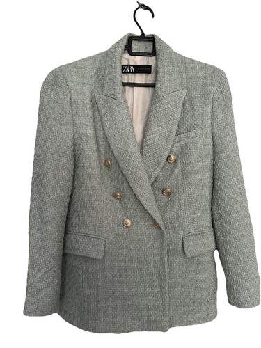 Zara blazer tweed verde - blazer,