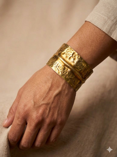 Bracciale con piume ottone - bracciale,