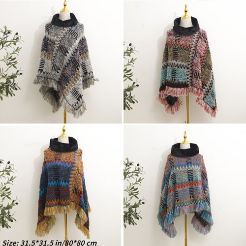 Poncho donna maglia etnica
