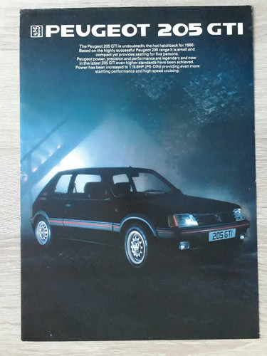 Peugeot 205 gti depliant - peugeot,