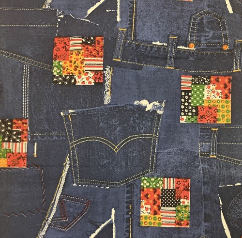 Tessuto jeans blu - , patchwork