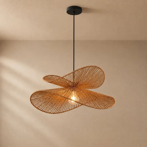 Lampadario rattan e27 design - lampadario,