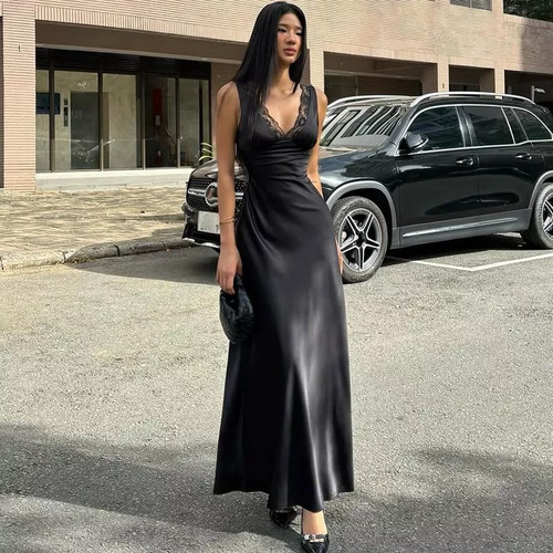 Abito donna lungo - nero, con