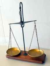 ANTICA BILANCIA 2 PIATTI FARMACISTA POSTA CUCINA PESA EPOCA SABAUDA 1800 FERRO