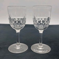 Bicchieri Liquore Cordiale Cristallo Taglio Steli Sottili Tagli Ovali 60ml 11,5cm Altezza Vintage