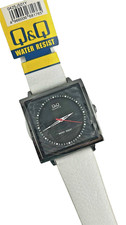 Orologio Q&Q By Citizen Uomo Quadrato 38mm Quarzo Cinturino Bianco In Pelle