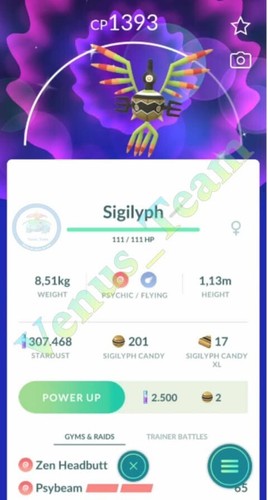 Pokémon shiny sigilyph - pokémon, go