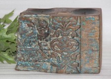 Antico di Legno Mughal Floreale Lavori Intaglio Colonna a Basamento Candela