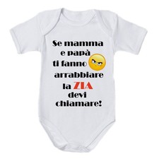 Body Tutina bimbo bimba con Stampa Zia devi chiamare! N049