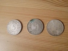 3 Lotto Di 3 Monete Da 5 Marchi Tedeschi D'argento Germania 1951 1966 1974