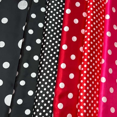 Tessuto raso stampato pois - raso,