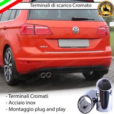 COPPIA TERMINALE SCARICO CROMATO LUCIDO ACCAIO INOX VW GOLF SV SCARICO DOPPIO