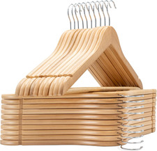 , Grucce Legno, Confezione da 20, Appendiabiti con Scanalature su Spalle, Gancio