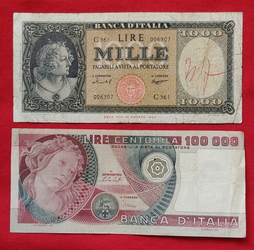Lotto banconote 100000 - -, lire